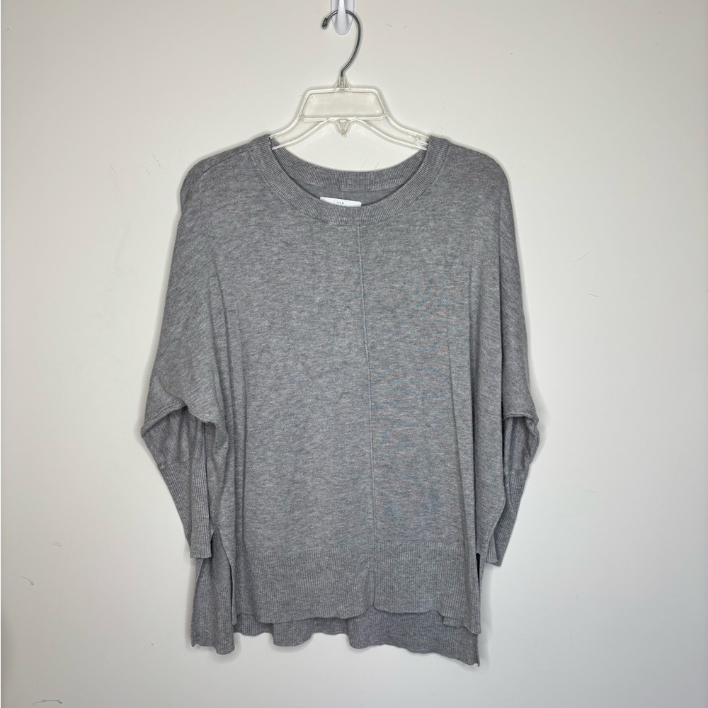 BN1 New Directions Light Gray Athleisure Knit Long Sleeve Top Women Small